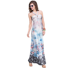 sexy women long dress floral print round neck sleeveless ankle length maxi dress vestidos femininos J4U66