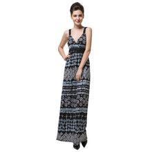 sexy women long maxi dress geometric print deep v neck boho dress backless elegant bohemian party beach dress black J4U66