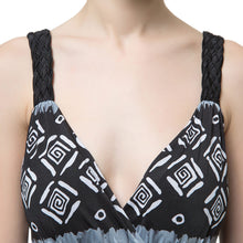 sexy women long maxi dress geometric print deep v neck boho dress backless elegant bohemian party beach dress black J4U66