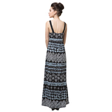 sexy women long maxi dress geometric print deep v neck boho dress backless elegant bohemian party beach dress black J4U66