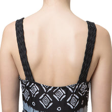 sexy women long maxi dress geometric print deep v neck boho dress backless elegant bohemian party beach dress black J4U66