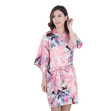 New Sexy Women V-Neck Robes Pajamas Vogue Peacock Printed Silk Loose Nightwear Dress J4U66
