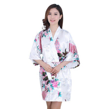 New Sexy Women V-Neck Robes Pajamas Vogue Peacock Printed Silk Loose Nightwear Dress J4U66