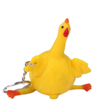 Spoof Tricky Funny Gadgets Toys Vent Chicken Whole Egg Laying Hens Crowded Stress Ball Keychain J4U66