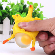 Spoof Tricky Funny Gadgets Toys Vent Chicken Whole Egg Laying Hens Crowded Stress Ball Keychain J4U66