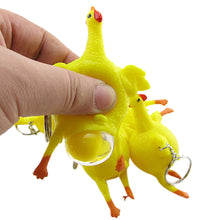 Spoof Tricky Funny Gadgets Toys Vent Chicken Whole Egg Laying Hens Crowded Stress Ball Keychain J4U66