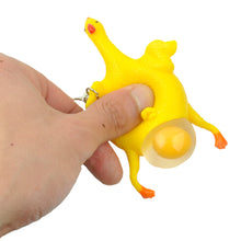 Spoof Tricky Funny Gadgets Toys Vent Chicken Whole Egg Laying Hens Crowded Stress Ball Keychain J4U66
