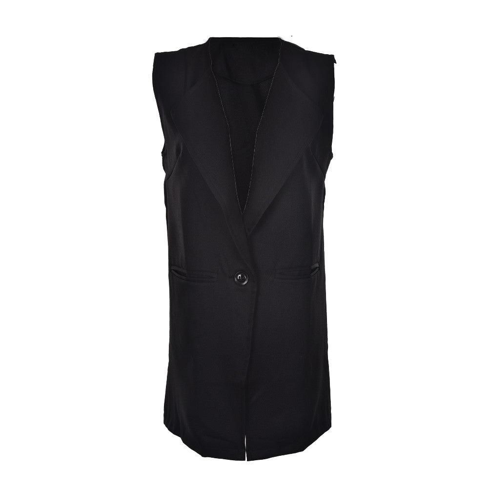 Long Vest Women Causal Loose Long Waistcoat One Button Sleeveless V-Neck Long Cardigan J4U66