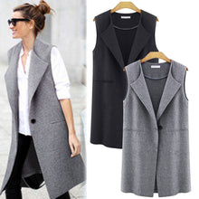 Long Vest Women Causal Loose Long Waistcoat One Button Sleeveless V-Neck Long Cardigan J4U66