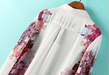 Chiffon Shirt Women Floral Long Sleeve Vintage Blouse Turn Down Collar Flower Print Shirt Ladies Blouses Womens Tops J4U66