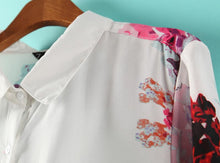 Chiffon Shirt Women Floral Long Sleeve Vintage Blouse Turn Down Collar Flower Print Shirt Ladies Blouses Womens Tops J4U66