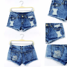 New Fashion Shorts Women Denim Shorts Solid Blue Short Jeans Hole Style Shorts J4U66