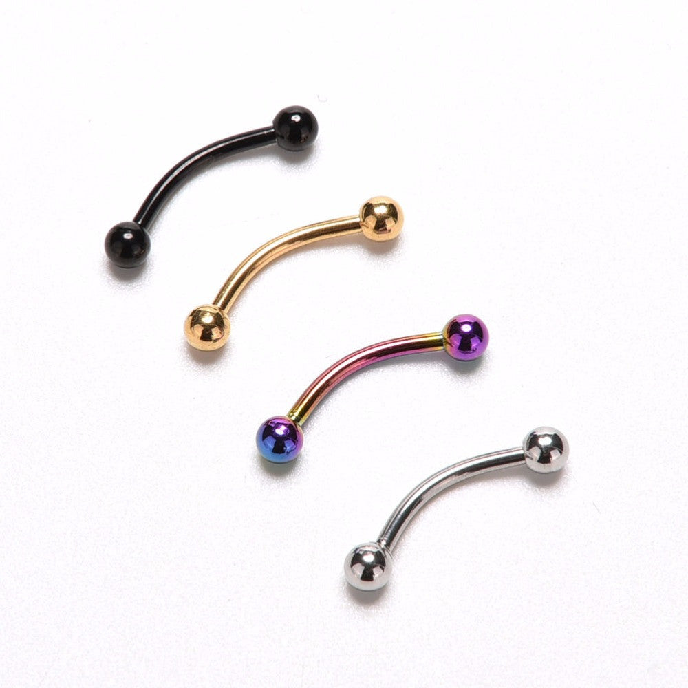 Stainless Steel Curved Barbell Ball Eyebrow Ring Eyebrow Piercing Nose Lip Tongue Ring S 4 Colors Body Jewelry J4U66