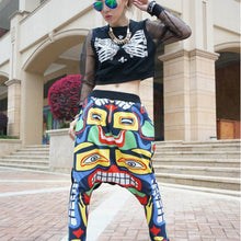 New Street Women Face Drop Croth Baggy Trousers Hip Hop Small Feet Dance Harem Pants J4U66