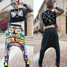 New Street Women Face Drop Croth Baggy Trousers Hip Hop Small Feet Dance Harem Pants J4U66