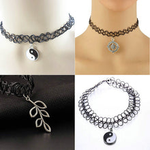 New Stretch Tattoo Choker Torques Necklace Elastic Pendant Necklaces Funky Lady Gift  J4U66
