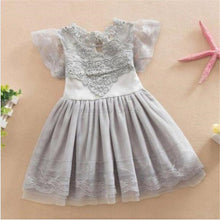 New Baby Cute Kids Clothes Pink/White Flower Girl Dresses Short Sleeve Princess Lace Dress 2-7Y J4U66