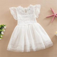 New Baby Cute Kids Clothes Pink/White Flower Girl Dresses Short Sleeve Princess Lace Dress 2-7Y J4U66