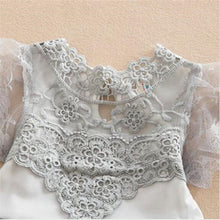 New Baby Cute Kids Clothes Pink/White Flower Girl Dresses Short Sleeve Princess Lace Dress 2-7Y J4U66