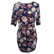 New Design Flowers Print Women Dresses Large size Women's Cothing O-Neck Bodycon Slim Hip 6xl Dress Casual Mini Dress J4U66