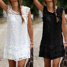 Elegant Women Casual Solid Short Sleeve Slim Lace Mini Dress Tops Ladies Sexy White Dress Plus Size J4U66