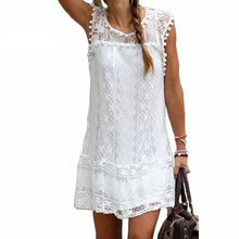 Elegant Women Casual Solid Short Sleeve Slim Lace Mini Dress Tops Ladies Sexy White Dress Plus Size J4U66