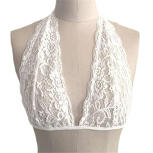 Crop Top Halter Crochet Tops Deep V Neck Bralette Vintage Lace Camisole Bandage Backless Top J4U66