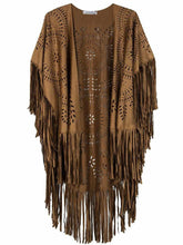 Coat Shawl Beige Cream Floral Cut Out Asymmetric Fringe Tasseled Kimono Cover J4U66