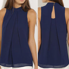 Vest Chiffon Blouses Women Ruffles Crop Tops Sleeveless O-Neck Casual Women Shirts Loose Tank Top J4U66