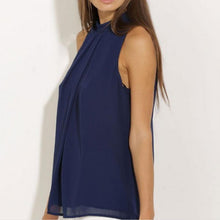 Vest Chiffon Blouses Women Ruffles Crop Tops Sleeveless O-Neck Casual Women Shirts Loose Tank Top J4U66