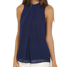 Vest Chiffon Blouses Women Ruffles Crop Tops Sleeveless O-Neck Casual Women Shirts Loose Tank Top J4U66