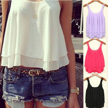 Zanzea Tank Crop Tops Sexy Women Strap Tiered Chiffon See Through Sleeveless Vest 4 Color S-4XL J4U66