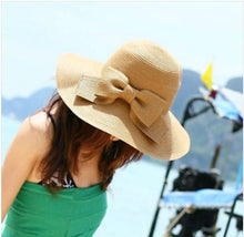 Large Brim Hat For Women Floppy Straw Cap Beach Sun Hat Bow Wide Large Brim Cloche Bowler Bowknot hats J4U66