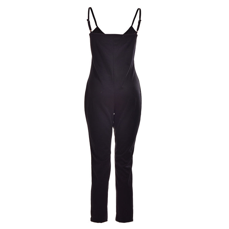 Women jumpsuit Solid Color Sleeveless Simple And Elegant Bodycon Playsuit J4U66