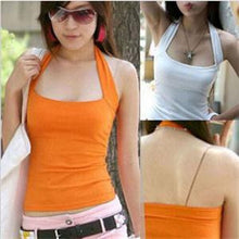 Sexy Cotton Halter Neck Sleeveless Vest Tank Backless Crop Top Strapless Bottoming Sheath Slim Vest For Women Ladie J4U66