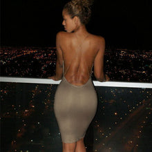 Sexy MIni Dress Women Halter V-neck backless Wrap Slim Knee-Length Midi Bodycon Stretch Dresses J4U66