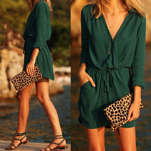 New Sexy Women Long Sleeve Party Dress Evening Casual Mini Dress With Sashes J4U66