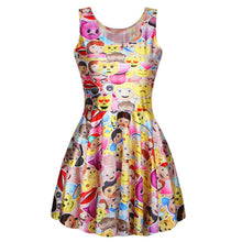 Style Women Dress Sexy Cute Easiness Printed Emoji Dresses Jumper O-Neck J4U66