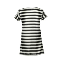 Women Dress Casual Short Sleeve Round Neck Anchors Striped Bodycon Dress vestido de festa robe plus size J4U66