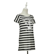 Women Dress Casual Short Sleeve Round Neck Anchors Striped Bodycon Dress vestido de festa robe plus size J4U66