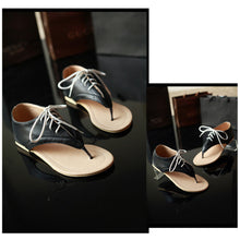 women flat sandals lace up cut out flip flop shoes woman pu leather gladiator sandals women plus size sandale femme J4U66