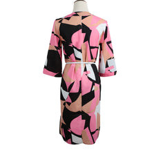 women sexy dress irregular geometry print women dress o neck half sleeve elegant dress rose vestidos J4U66