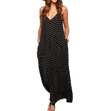 Women Strapless Polka Dot Casual Loose Long Maxi Dress Sexy Cotton Beachwear Vestidos Plus Size J4U66