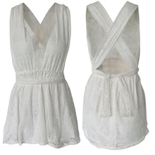 New women lace beach boho dress casual deep V neck sleeveless backless party dress white strap swimmwear beach Clothes J4U66