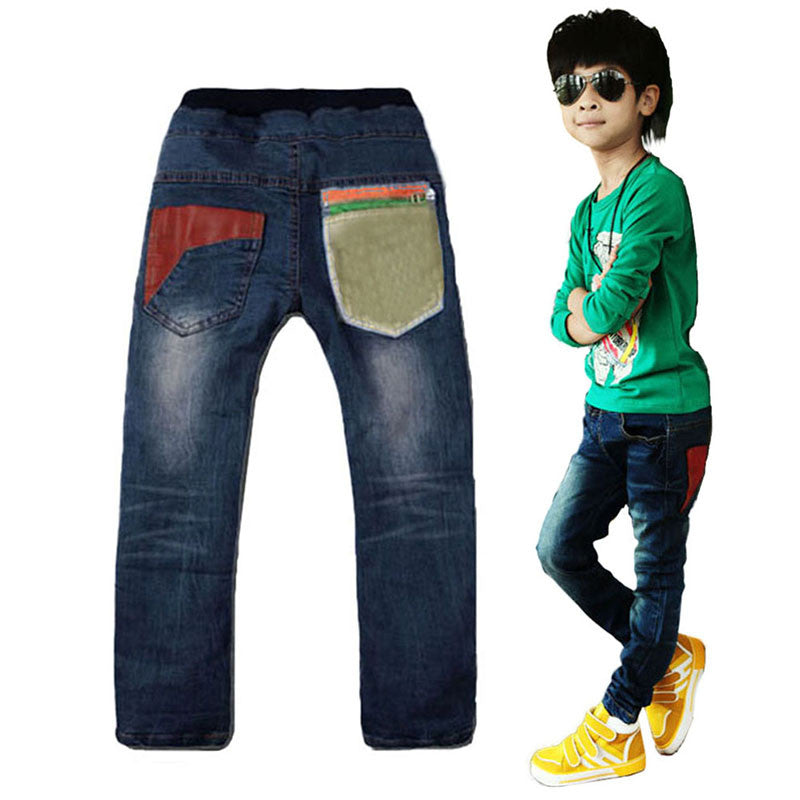 New Toddler Kid Cool Boy Jeans Denim Blue Close-fitting Pant Trousers 2-7Y Child J4U66