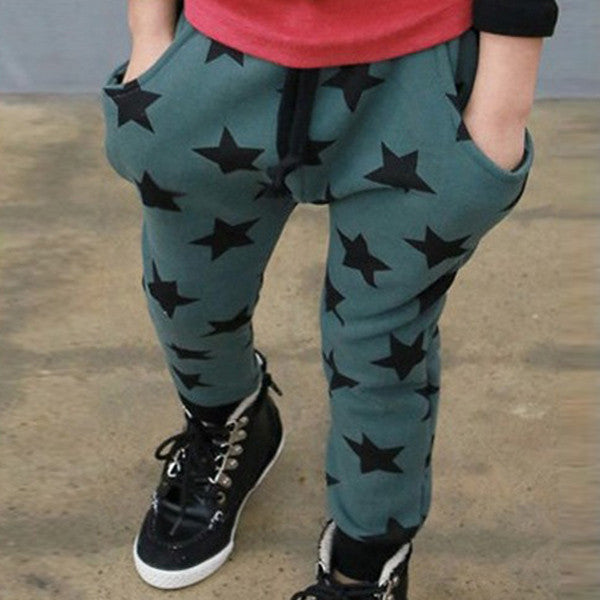 Toddler Kids Boys Cotton Pants Star Pattern Harem Trousers S Pants For Boys 6M-4Y BottomsJFY66