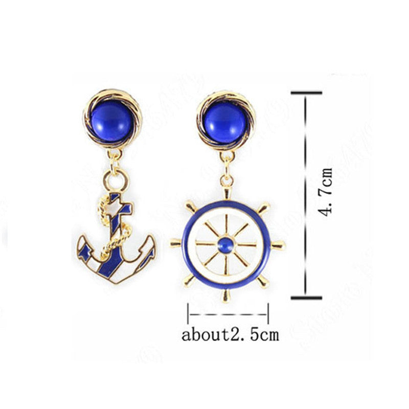 Vintage Brincos Gold Anchor Earrings Cute European And American Personality Drop EaringsWomen's Jewelry J4U66