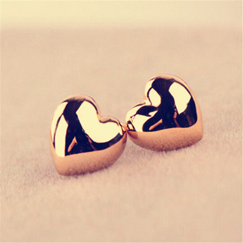 Vintage Gold Party Lady Earrings Korea Wedding Simple Sweet Love Heart Earring For Women Jewelry  J4U66