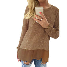 vogue womens long sleeve loose pullover blouse crewneck long tops jumper J4U66
