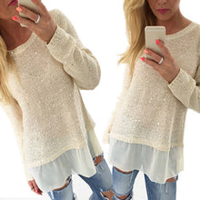 vogue womens long sleeve loose pullover blouse crewneck long tops jumper J4U66